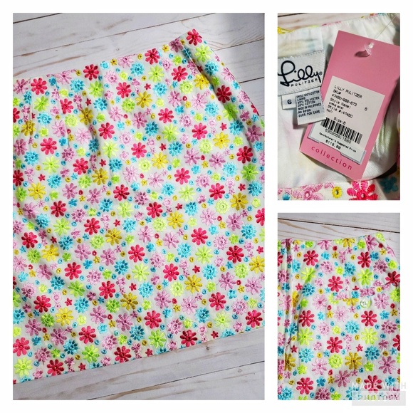 Sold Lilly Pulitzer} New Embroidered Floral Skirt - Picture 2 of 4